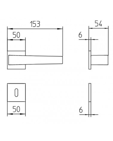 Manilla de puerta Mandelli Seven con dimensiones