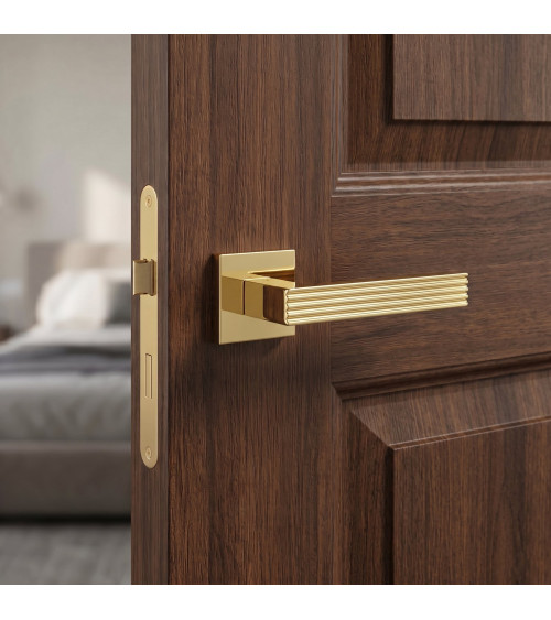 Manija de puerta contemporánea en zamak FELICE cuadrada diseño