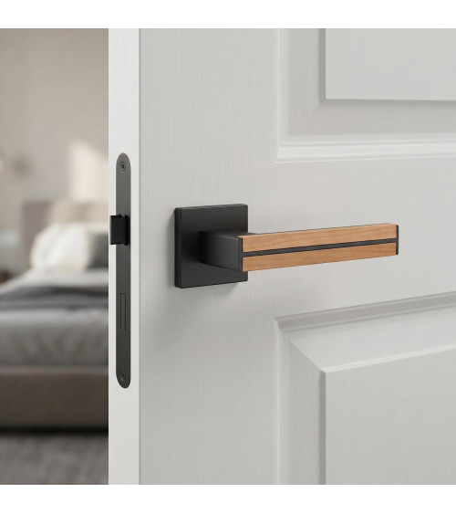 Tirador de puerta de madera de roble y negra IMPERATA tirador de diseño