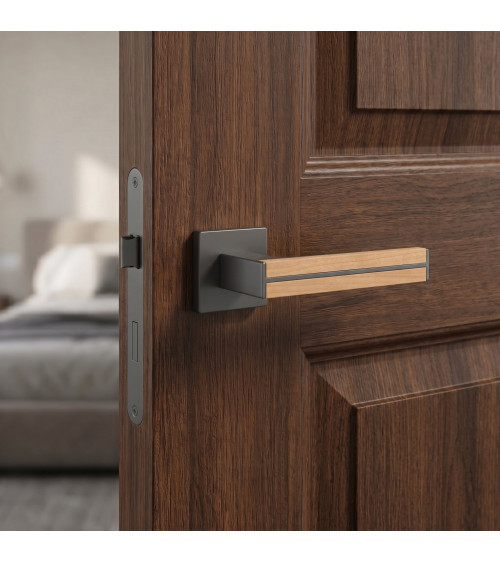 Tirador de puerta de madera de roble y negra IMPERATA tirador de diseño
