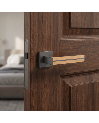 Manillas de puerta en madera de roble y negra IMPERATA