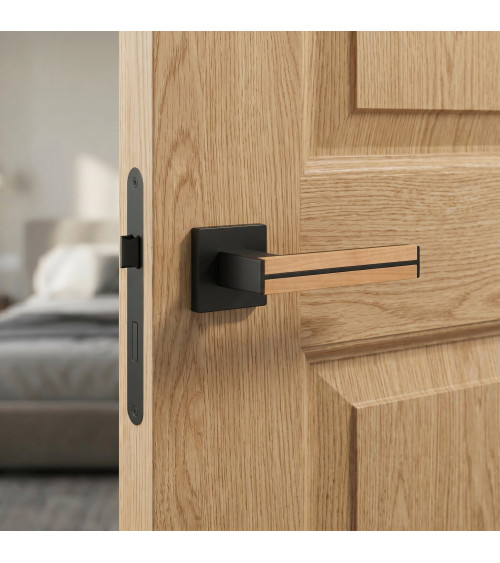 Tirador de puerta de madera de roble y negra IMPERATA tirador de diseño
