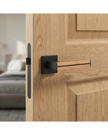 Manillas de puerta en madera de roble y negra IMPERATA