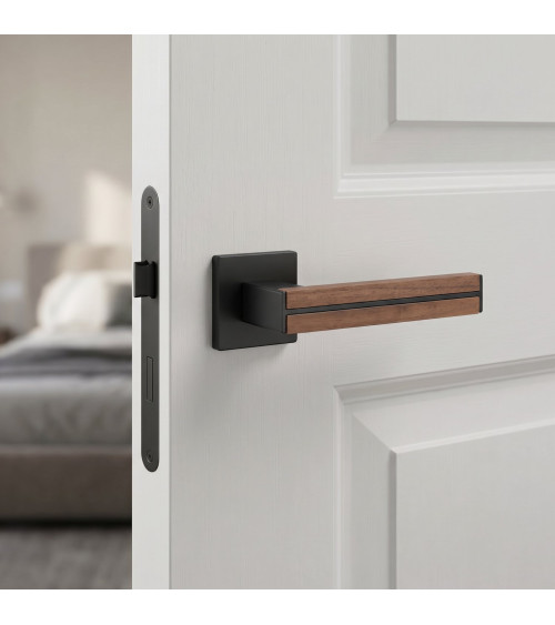 Tirador de puerta de madera de nogal y negra IMPERATA tirador de diseño