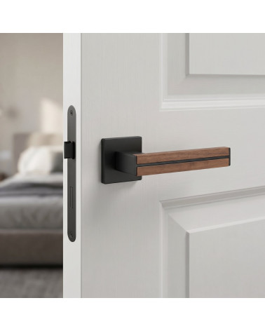 Manillas de puerta en madera de nogal y negra IMPERATA