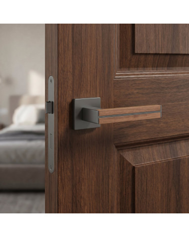 Manillas de puerta en madera de nogal y negra IMPERATA