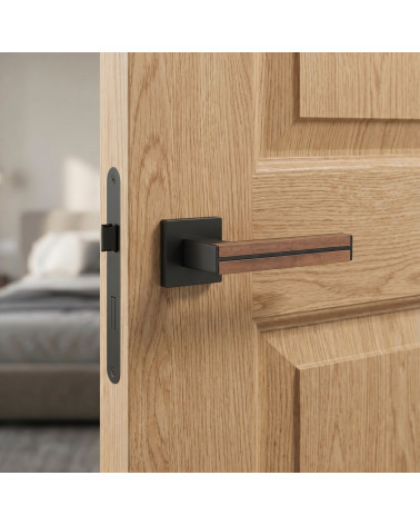 Manillas de puerta en madera de nogal y negra IMPERATA