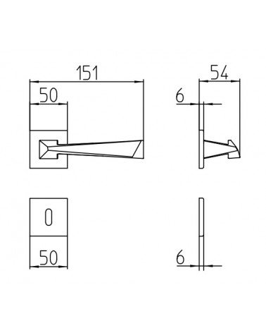 Manilla de puerta Mandelli Piramid con dimensiones