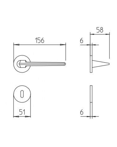 Maneta de puerta Mandelli Aries con dimensiones