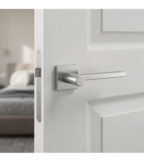 Manilla de puerta cromo satinado Pandora herrajes de diseño