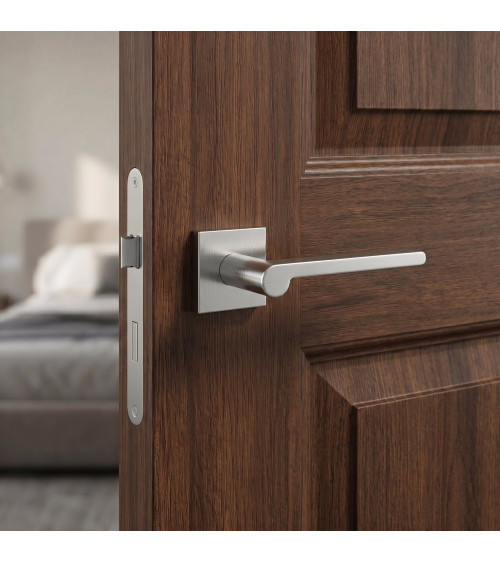 Manilla de puerta cromo satinado Pandora herrajes de diseño
