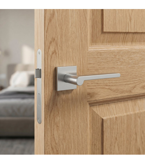 Manilla de puerta cromo satinado Pandora herrajes de diseño