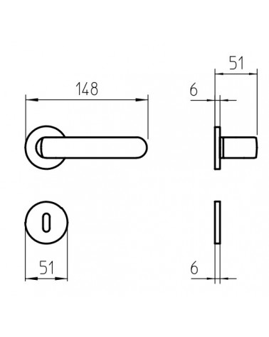 Tirador de puerta Mandelli PP33 con dimensiones