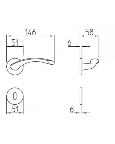 Tirador de puerta Mandelli Zoom con dimensiones
