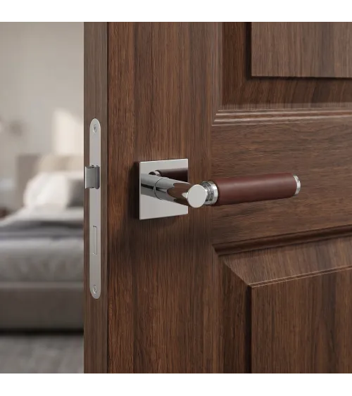 Manilla de puerta contemporánea de cuero oscuro TUPAI 4200/201 cuadrada - manilla de diseño