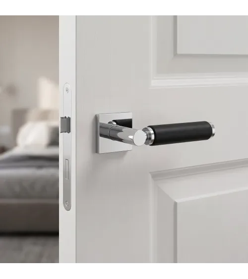Manilla de puerta en latón y cuero TUPAI 4200/202 cuadrada - manilla design