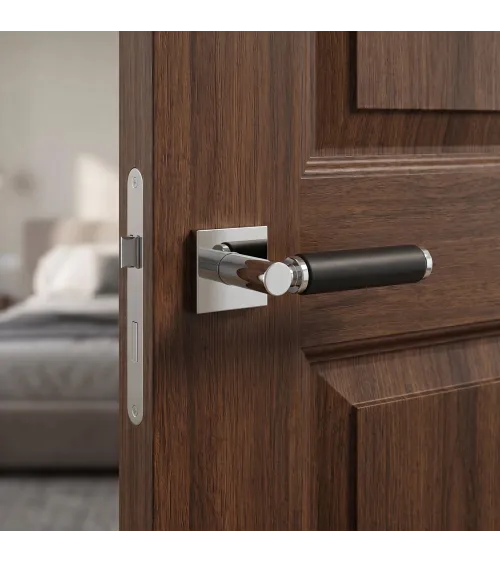 Manilla de puerta en latón y cuero TUPAI 4200/202 cuadrada - manilla design