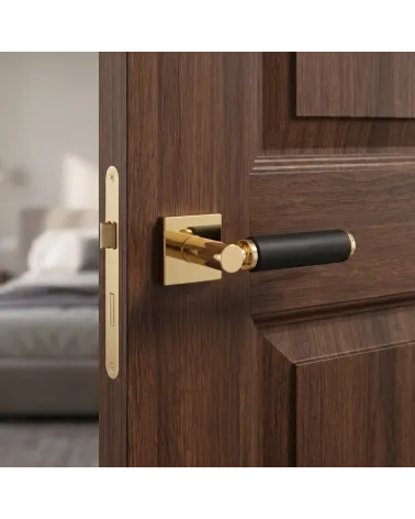Manilla de puerta premium en cuero contemporánea TUPAI 4200/202 cuadrada - MillaManillas