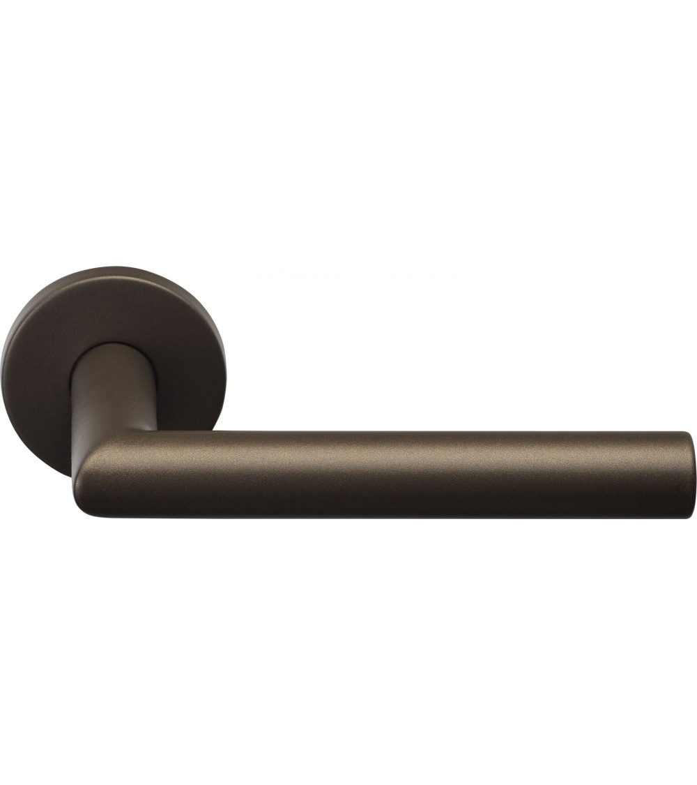 Tiradores de puerta Formani Basics LBII-19 sobre roseta redonda color bronce - tirador de diseño