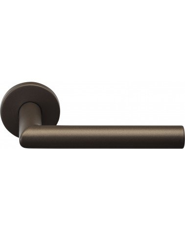 Tiradores de puerta Formani Basics LBII-19 sobre roseta redonda color bronce - tirador de diseño