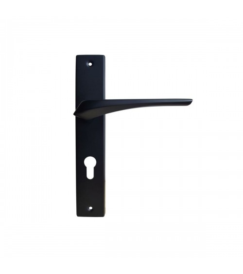 Manilla de puerta negra sobre placa larga - modelo Adel - diseño
