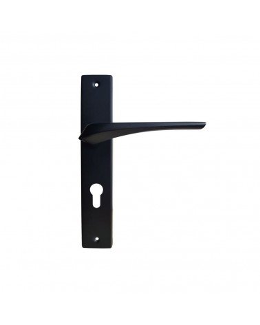Manilla de puerta negra sobre placa larga - modelo Adel - diseño