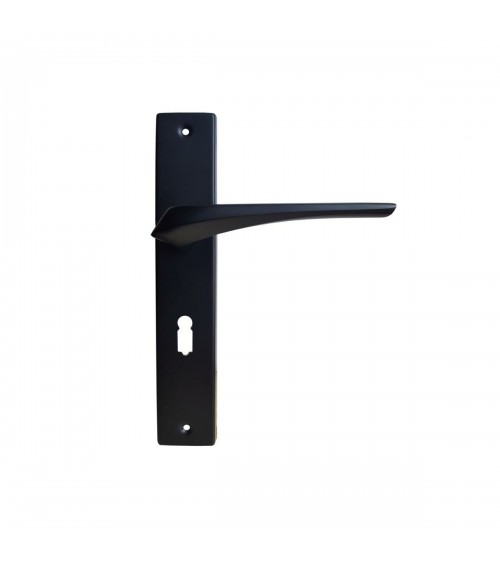 Manilla de puerta negra sobre placa larga - modelo Adel - diseño