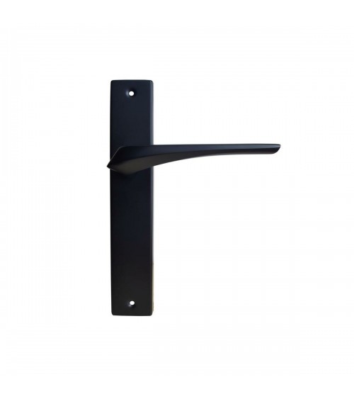 Manilla de puerta negra sobre placa larga - modelo Adel - diseño