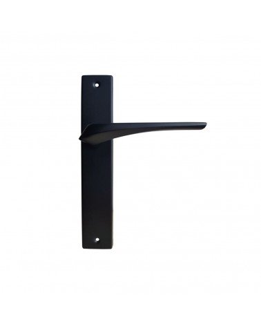 Manilla de puerta negra sobre placa larga - modelo Adel - diseño