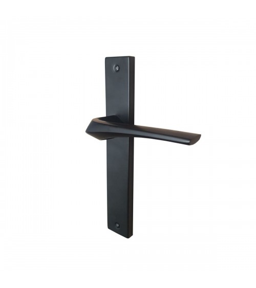 Manilla de puerta negra sobre placa larga - modelo Adel - diseño