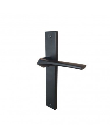 Manilla de puerta negra sobre placa larga - modelo Adel - diseño