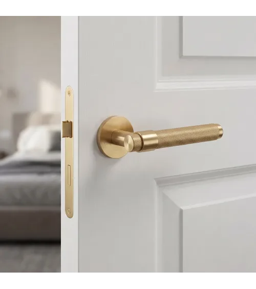 Manilla de puerta Oro satinado Line GHOST Redonda - manilla de diseño