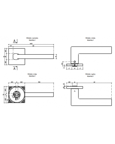 Manilla de puerta EURA con dimensiones