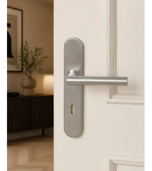 Tirador de puerta sobre placa de 165 mm acabado inox cepillado – modelo Altesse