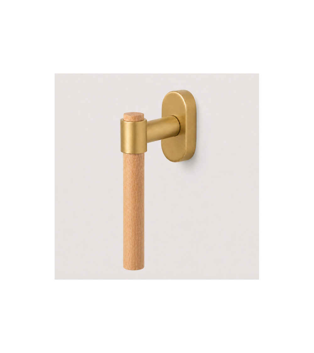 Tirador de ventana IRATY de madera de haya y oro satinado