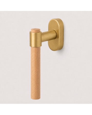 Tirador de ventana IRATY de madera de haya y oro satinado