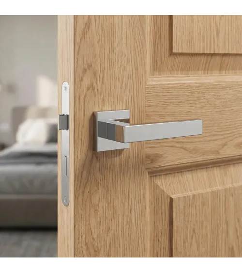 Tirador de puerta cromado satinado PINA diseño decorativo