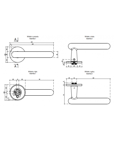 Maneral de puerta moderno ASTERIA con dimensiones