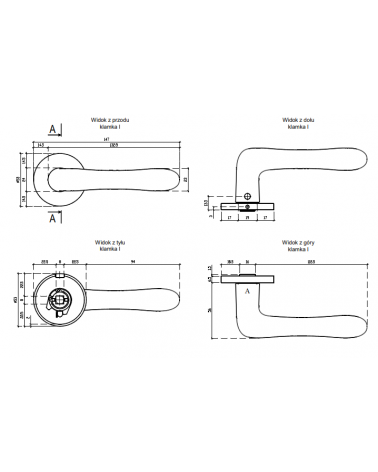 Maneral de puerta CYNIA con dimensiones