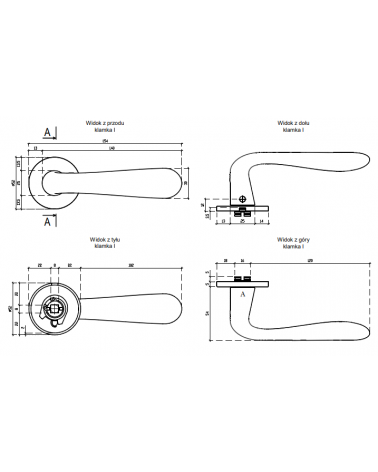 Manilla de puerta GARDENIA con dimensiones