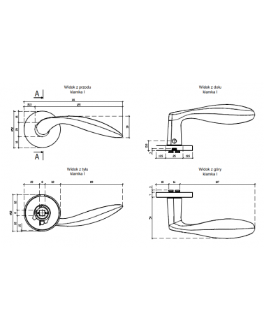 Tirador de puerta GERBERA con dimensiones