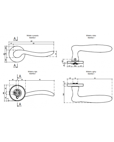 Tirador de puerta NERINA con dimensiones
