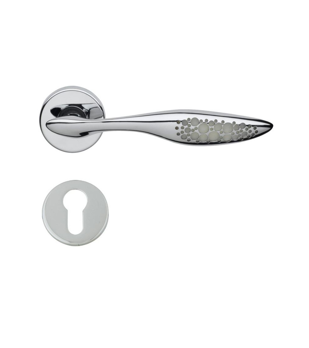 Manilla de puerta brillante Morfeo R con llave I - herrajes de diseño