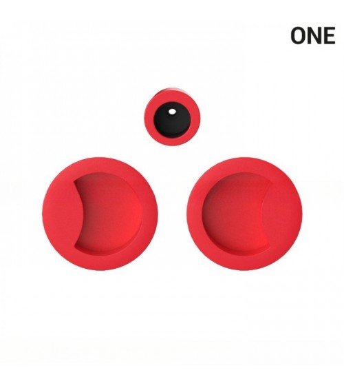 Tirador de cuenco simple de color rojo, para puertas correderas, placa redonda - Colombo Design Mood OneQ - tirador de diseño
