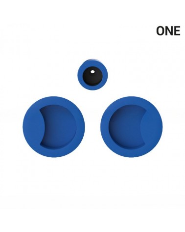 Tirador de cuenco simple de color azul capri, para puertas correderas, placa redonda - Colombo Design Mood One - tirador de dise