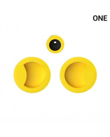 Tirador de cuenco simple de color amarillo, para puertas correderas, placa redonda - Colombo Design Mood One - tirador de diseño