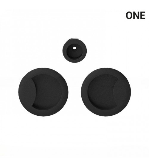 Tirador de cuenco simple de color negro, para puertas correderas, placa redonda - Colombo Design Mood One - tirador de diseño