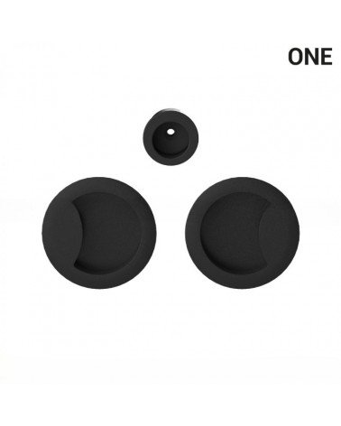 Tirador de cuenco simple de color negro, para puertas correderas, placa redonda - Colombo Design Mood One - tirador de diseño