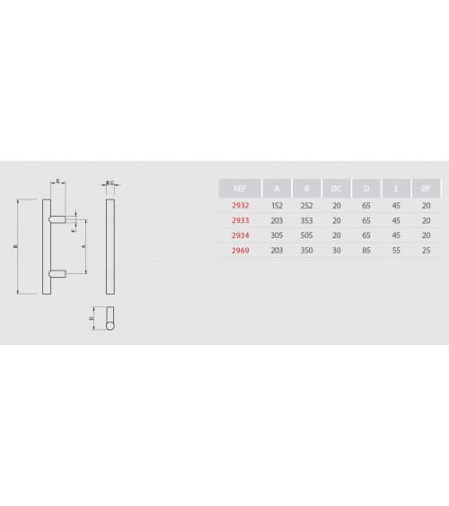 Manilla de puerta bâton de maréchal diseño en acero inoxidable - Tupai 2934 - manilla de diseño