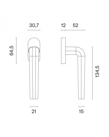 Tirador de ventana INULA con dimensiones